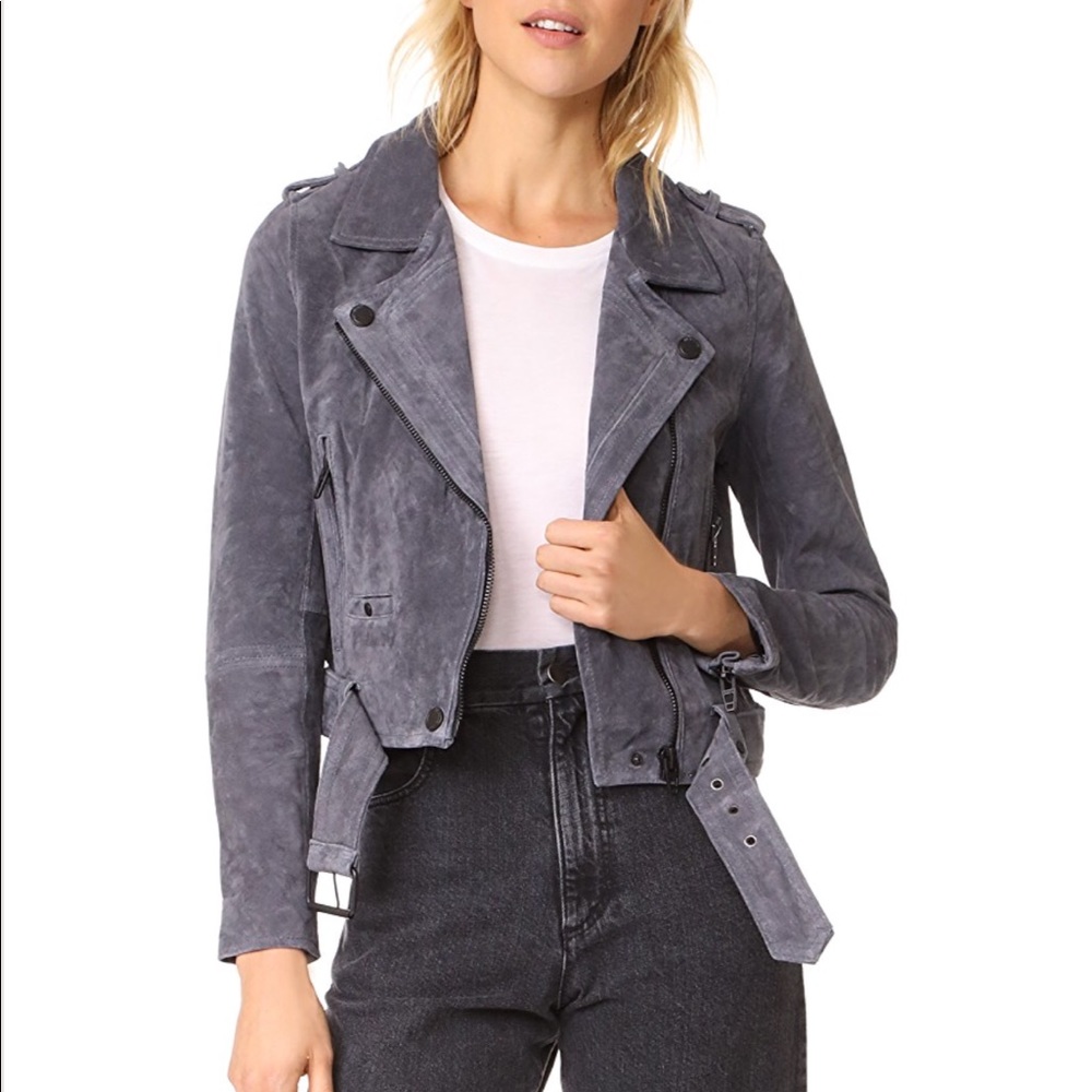 Blank NYC Suede Moto Jacket - Grey